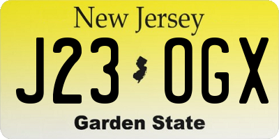 NJ license plate J23OGX