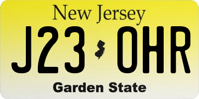 NJ license plate J23OHR