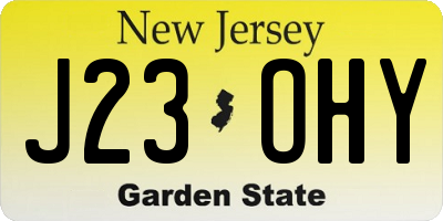 NJ license plate J23OHY