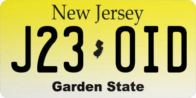 NJ license plate J23OID