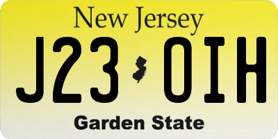 NJ license plate J23OIH