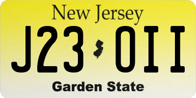 NJ license plate J23OII