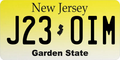 NJ license plate J23OIM