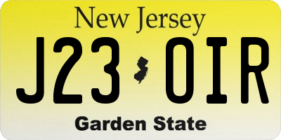 NJ license plate J23OIR