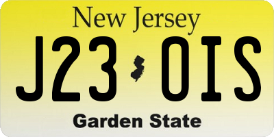 NJ license plate J23OIS