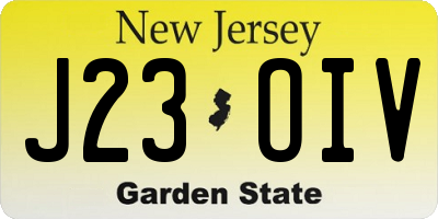 NJ license plate J23OIV