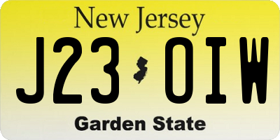 NJ license plate J23OIW
