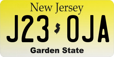 NJ license plate J23OJA
