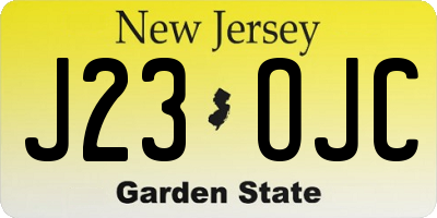 NJ license plate J23OJC