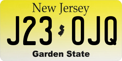 NJ license plate J23OJQ