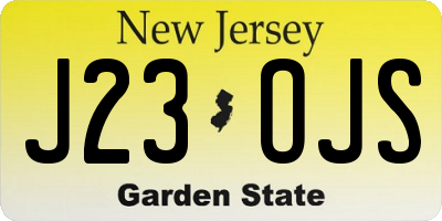 NJ license plate J23OJS