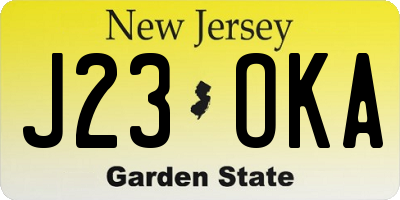 NJ license plate J23OKA
