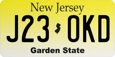 NJ license plate J23OKD