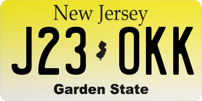 NJ license plate J23OKK