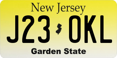 NJ license plate J23OKL