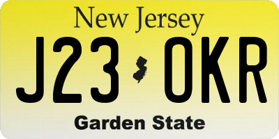 NJ license plate J23OKR