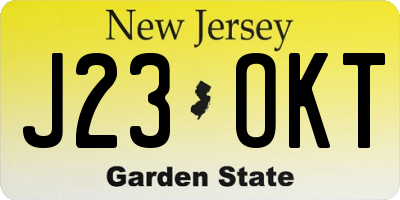 NJ license plate J23OKT