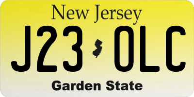 NJ license plate J23OLC