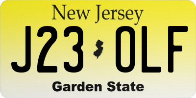 NJ license plate J23OLF