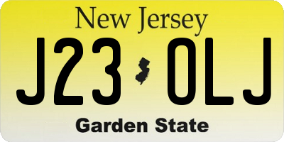 NJ license plate J23OLJ