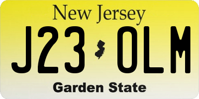 NJ license plate J23OLM