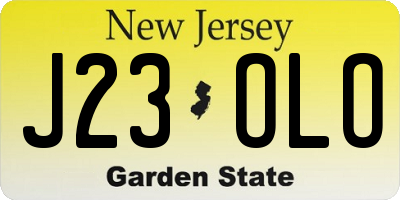 NJ license plate J23OLO
