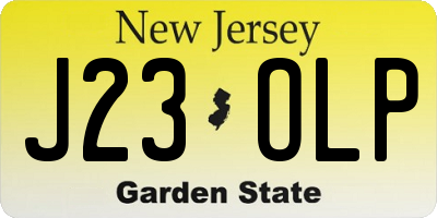 NJ license plate J23OLP