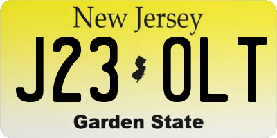 NJ license plate J23OLT