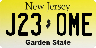 NJ license plate J23OME