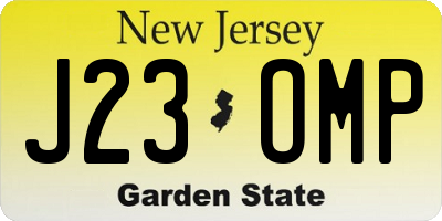 NJ license plate J23OMP