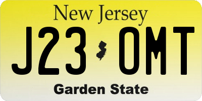 NJ license plate J23OMT