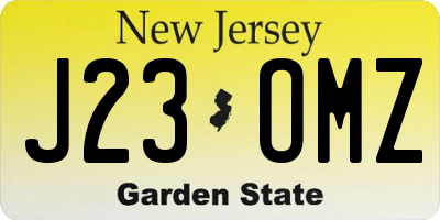 NJ license plate J23OMZ