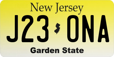 NJ license plate J23ONA