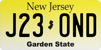 NJ license plate J23OND