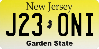NJ license plate J23ONI