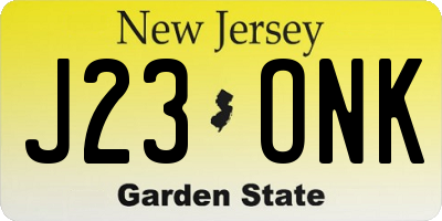 NJ license plate J23ONK