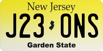 NJ license plate J23ONS