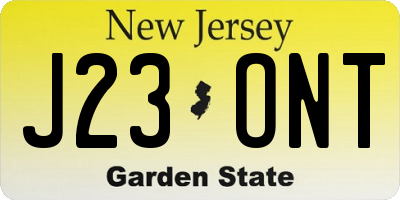 NJ license plate J23ONT