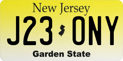 NJ license plate J23ONY