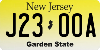 NJ license plate J23OOA