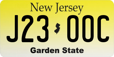 NJ license plate J23OOC