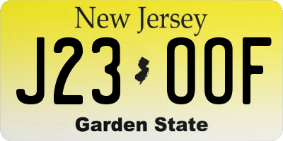 NJ license plate J23OOF