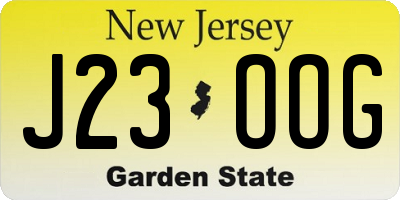 NJ license plate J23OOG