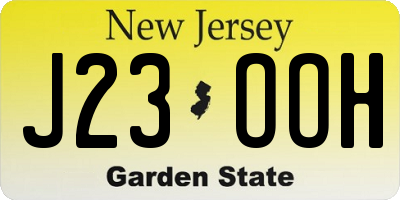 NJ license plate J23OOH