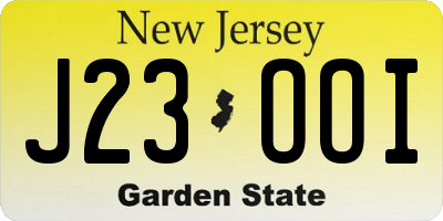 NJ license plate J23OOI