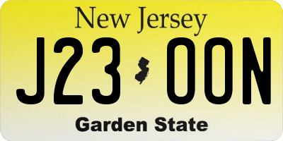 NJ license plate J23OON