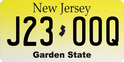 NJ license plate J23OOQ