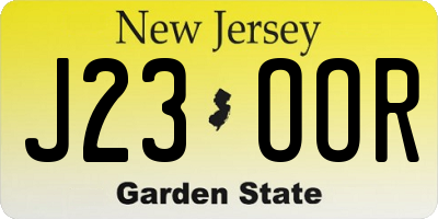 NJ license plate J23OOR