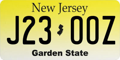 NJ license plate J23OOZ