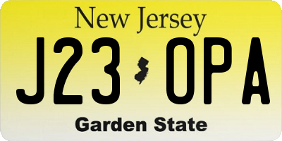 NJ license plate J23OPA